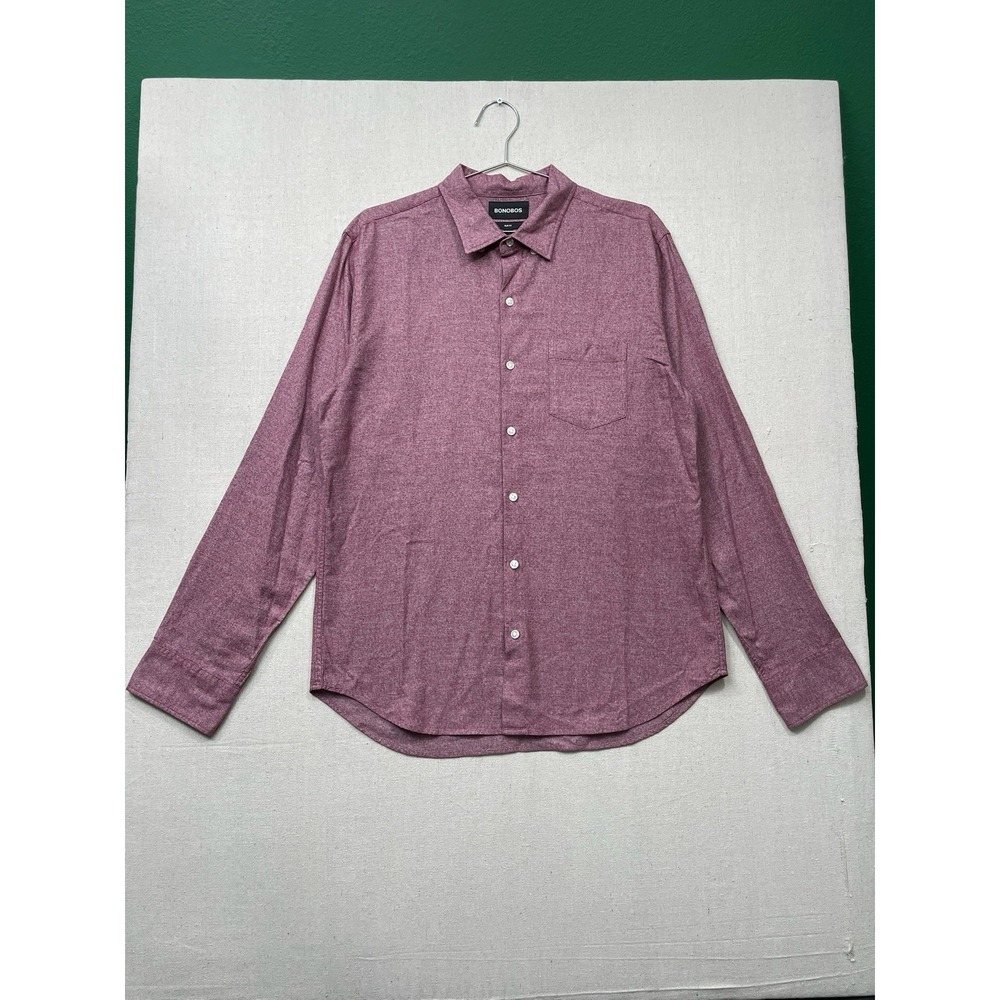 BONOBOS Stretch Jersey Everyday Shirt Button‎ Down Heather Burgundy Size XL